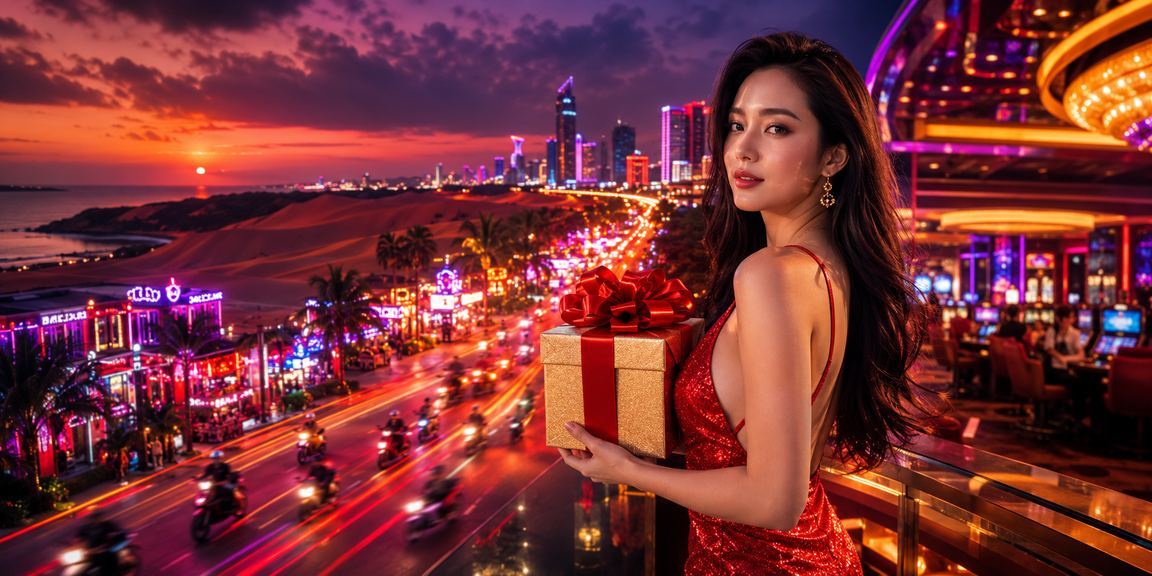 Người dùng tại Mũi Né thư giãn và kiểm soát thói quen chơi game trực tuyến trong không gian neon hiện đại